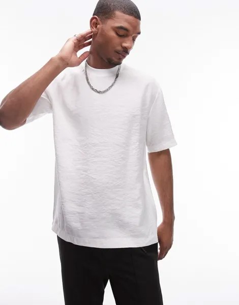 Белая объемная футболка с короткими рукавами Topman