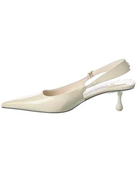 Лакированные туфли Jimmy Choo Amel 50 с ремешком на пятке, белый