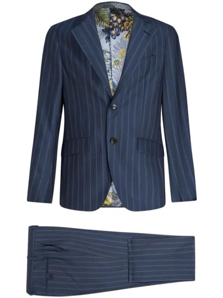 Полосатый костюм с однобортным пиджаком ETRO, синий