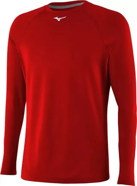 Мужская термокомпрессионная рубашка Mizuno с длинным рукавом, красный