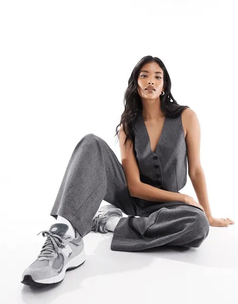 Жилет Asos Design Herringbone Boxy Waistcoat, серый