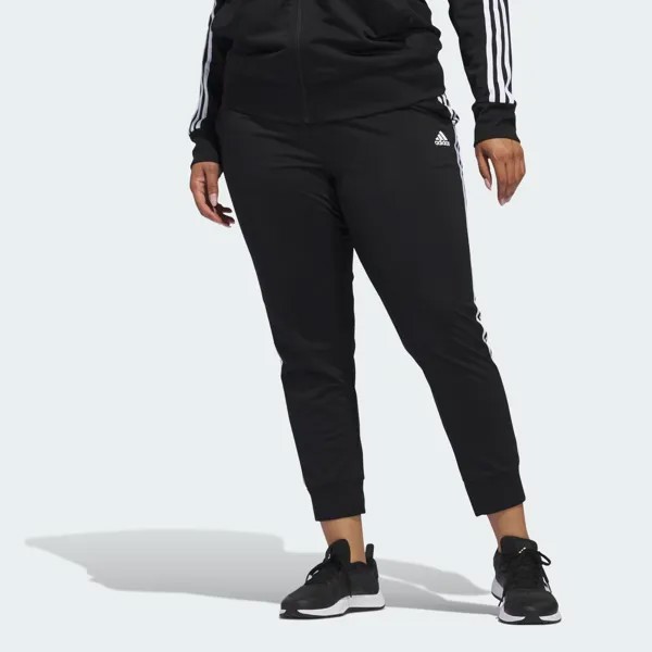 Узкие спортивные брюки с тремя полосками Essentials Warm-Up (большие размеры) Adidas, цвет Black