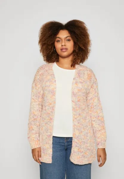 Кардиган VMCRASPBERRY OPEN CARDIGAN Vero Moda Curve, цвет birch/pastel lavender/tangerine