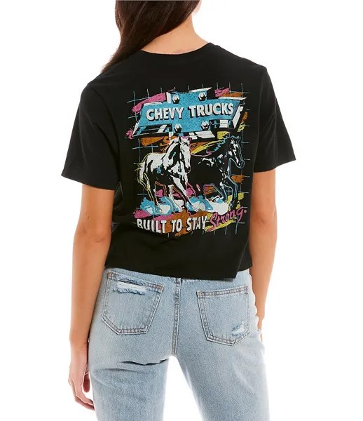 Укороченная футболка с рисунком Junk Food Chevy Stay Tough, черный