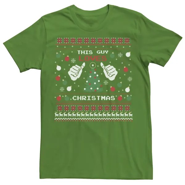 Мужская футболка с рисунком «Этот парень любит рождественский уродливый свитер» Licensed Character