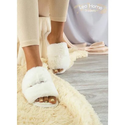 Тапочки Леопард Leo Home slippers, размер 38/39, белый