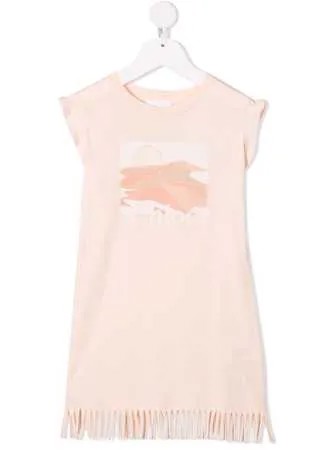 Chloé Kids платье из джерси с бахромой