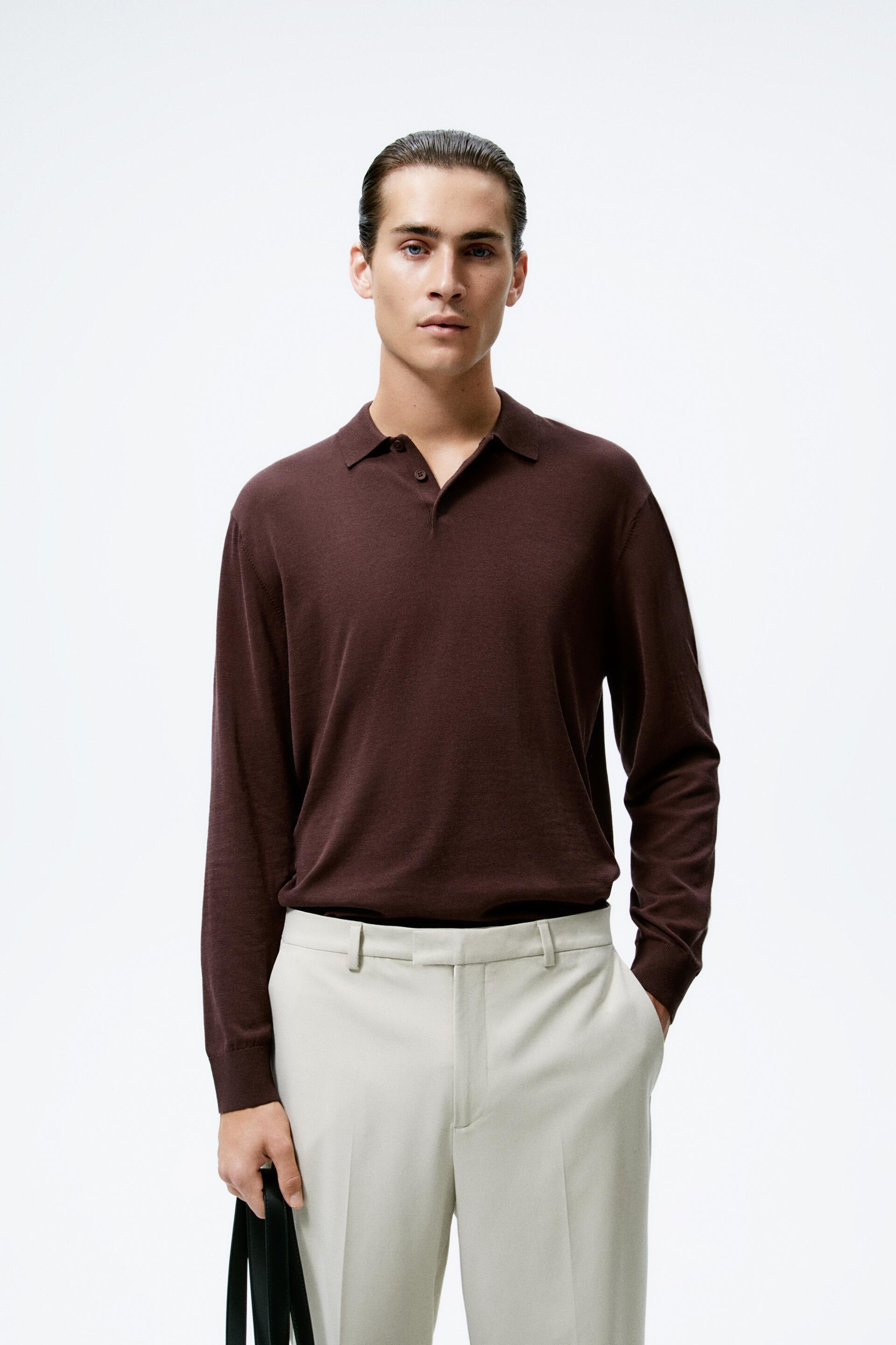 Лонгслив мужской ZARA 00077302 бордовый XL (доставка из-за рубежа)
