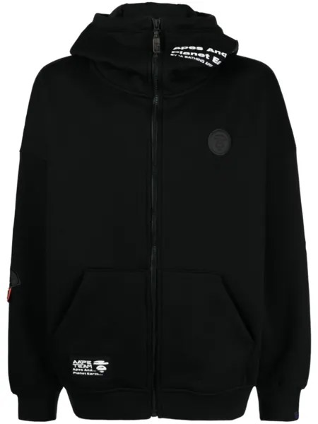 Худи на молнии с аппликацией AAPE BY *A BATHING APE, черный