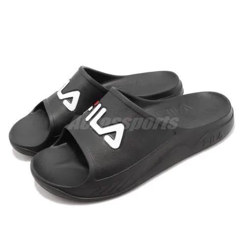 Fila Plumpy Slide Черно-белые мужские унисекс повседневные сандалии без шнуровки Тапочки