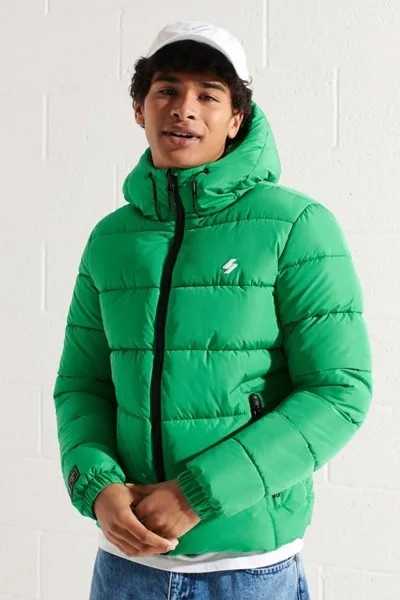 Спортивная утепленная куртка с капюшоном Superdry, зеленый