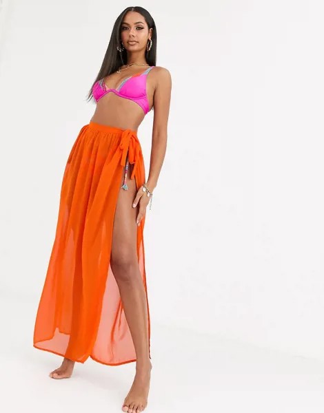 Пляжная юбка с завязкой на поясе South Beach-Оранжевый