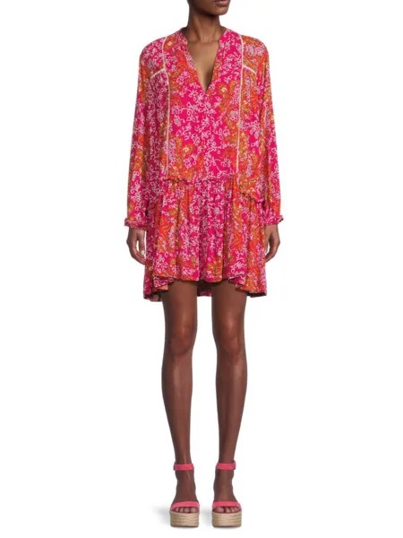 Мини-платье с цветочным принтом Poupette St Barth, цвет Pink Multicolor