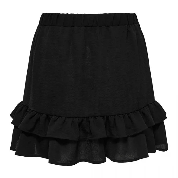 Короткая черная юбка-трапеция с оборками ТОЛЬКО для женщин
