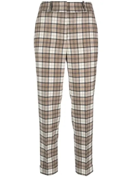 Peserico check-pattern cropped trousers, коричневый