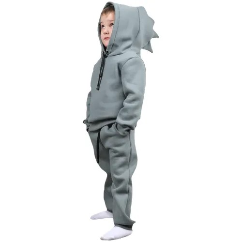 Комбинезон DaEl kids, на молнии, карманы, размер 86, серый, зеленый