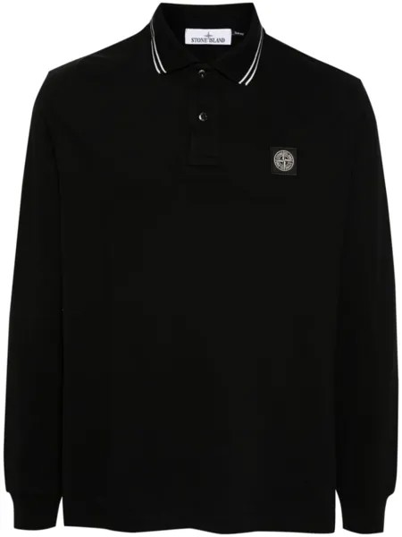 Stone Island рубашка поло с длинным рукавом, черный