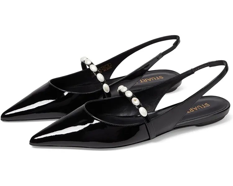 Туфли на плоской подошве Stuart Weitzman Emlia Pearlita Slingback Flat, черный