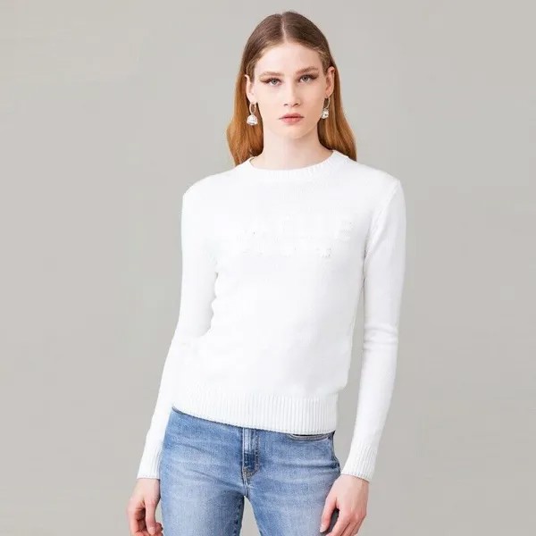 Пуловер женский GAELLE Paris GBDP14349 Свитер из джерси белого цвета с логотипом