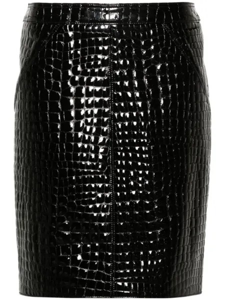 TOM FORD юбка с тиснением под кожу крокодила, черный