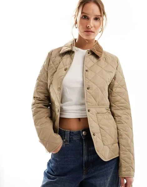 Бежевая стеганая куртка Barbour Deveron
