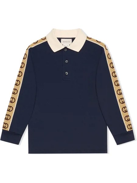 Gucci Kids рубашка поло с отделкой Interlocking G