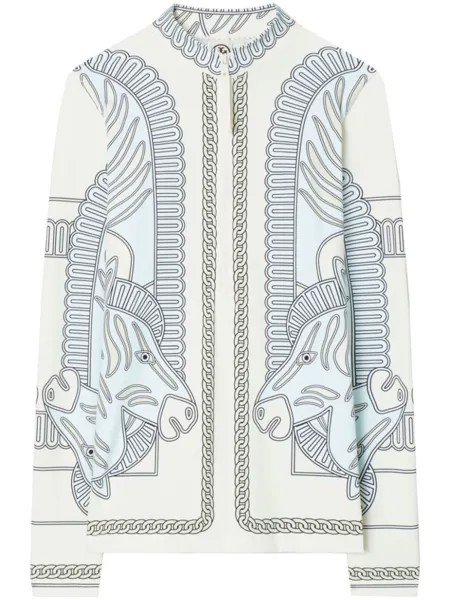 Tory Burch рубашка с принтом, синий