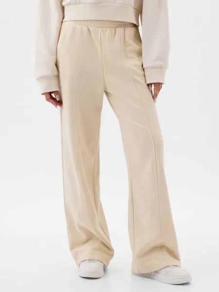 Широкие джоггеры из флиса с вышивкой логотипа Gap, цвет light beige