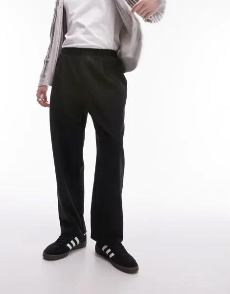 Спортивные брюки с воздушными штанинами Topman из черной толстовочной ткани