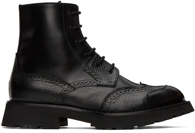 Черные кожаные ботинки на шнуровке Alexander McQueen