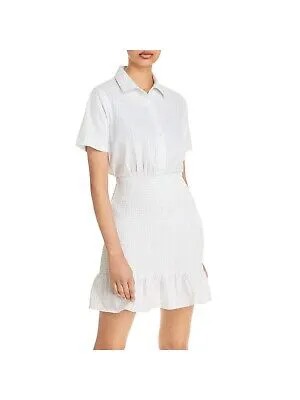 AQUA Женская белая юбка на пуговицах спереди, короткое вечернее платье-рубашка с короткими рукавами, M