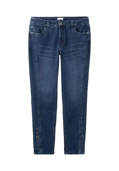 Джинсы с декоративными люверсами, пятикарманной формы sheego, цвет Dark Blue Denim