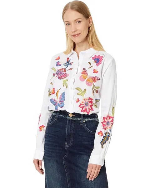 Рубашка Johnny Was Gracey Linen Oversized, белый