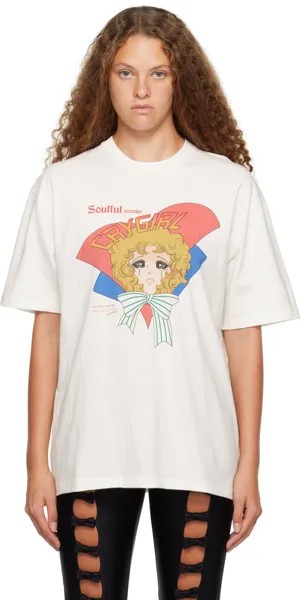 Белая футболка с пуговицами Soulful Crying Girl Pushbutton
