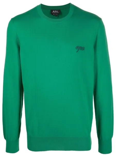 A.P.C. толстовка с вышитым логотипом, зеленый