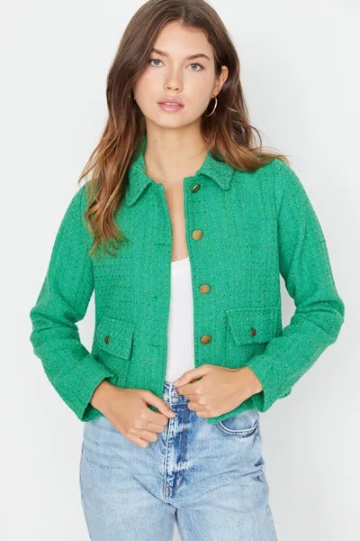 Куртка - Зеленый - Классический крой Trendyol, зеленый