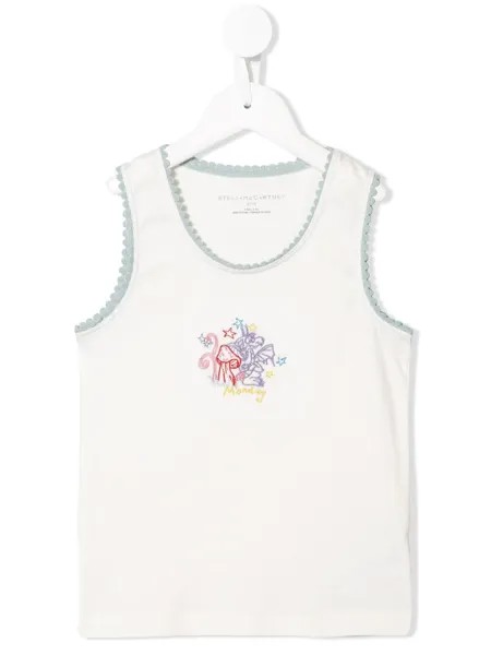 Stella McCartney Kids топ Monday без рукавов с вышивкой