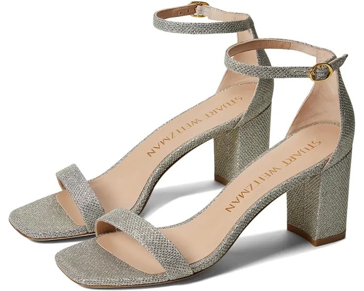 Туфли Stuart Weitzman Nudistcurve 75 Block Sandal, цвет Platino