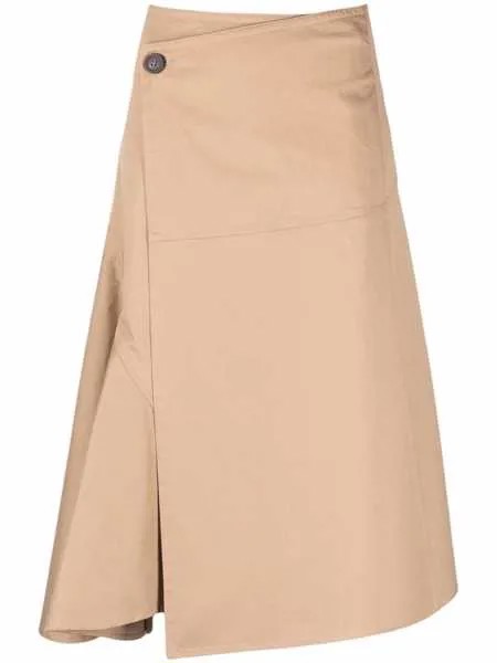 Peserico asymmetric mid-length wrap skirt