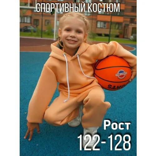 Костюм Пелетон для девочек, худи и брюки, размер 122-128, бежевый