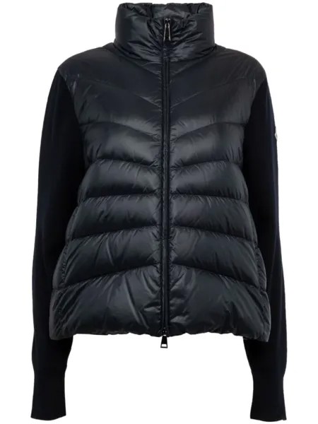 Moncler пуховик на молнии со вставками, синий