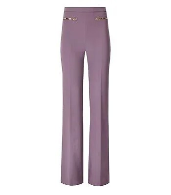 Elisabetta Franchi Candy Violet Palazzo Trousers With Chain Woman