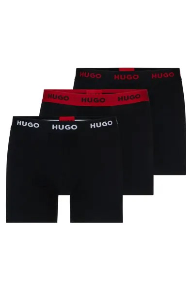 Комплект боксеров Hugo Three-pack Of Stretch-cotton Briefs With Logo, 3 предмета, темно-серый