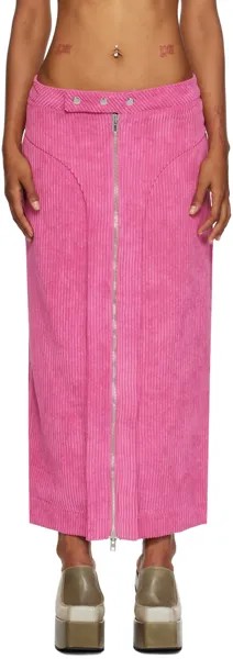 Розовая длинная юбка со вставками Eckhaus Latta