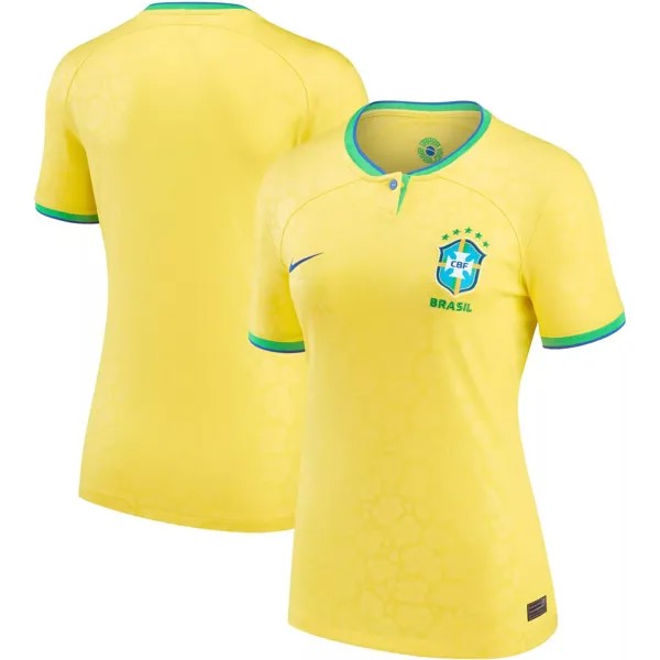 Женская желтая футболка сборной Бразилии Nike 2022/23 Home Breathe Stadium Replica Blank Jersey Nike