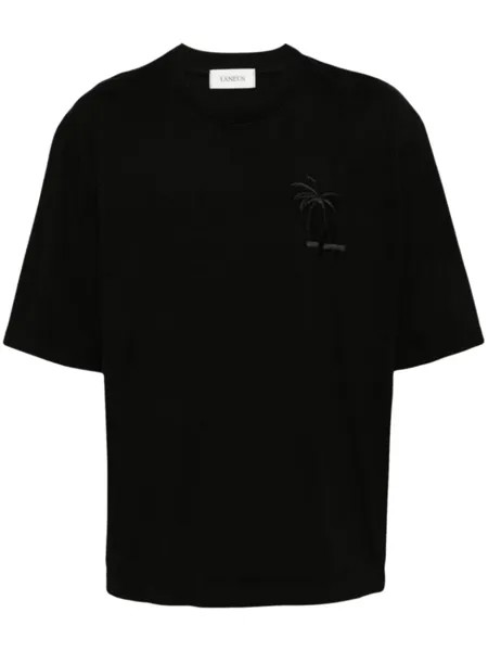 Хлопковая футболка с вышитым логотипом Palm Laneus, черный