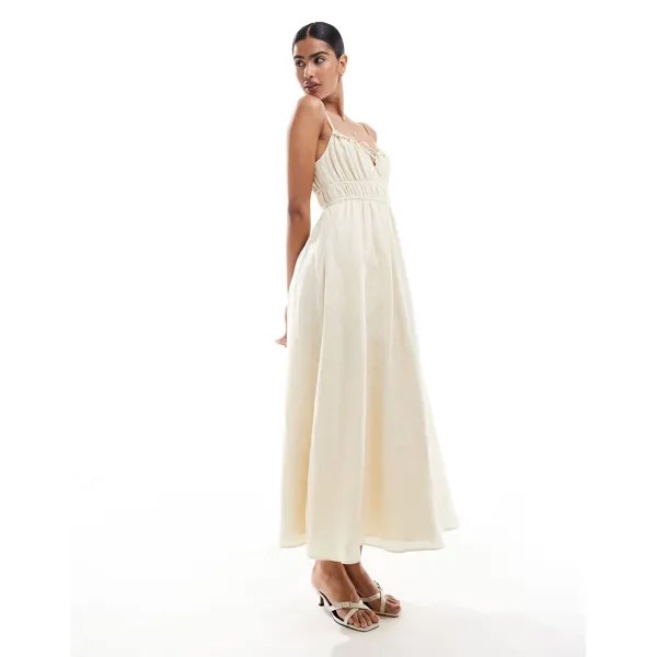 Платье Forever New Ruched Bust Midi, кремовый