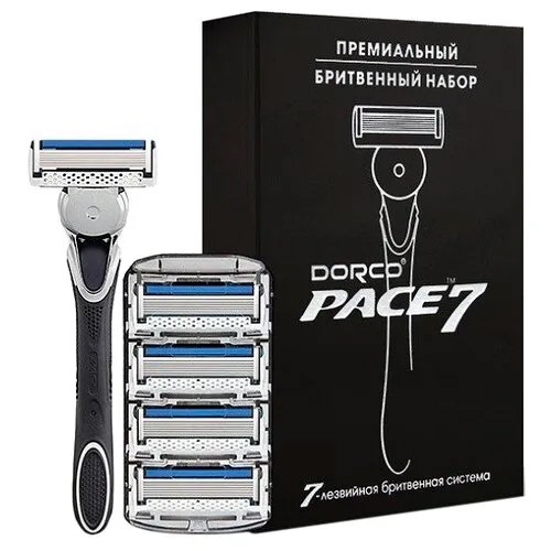 Набор Dorco Pace 7 станок, сменные кассеты ,серебряное тиснение
