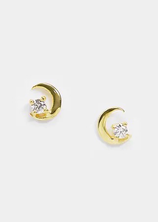 Серебряные позолоченные серьги-гвоздики с кристаллами ASOS DESIGN-Золотой