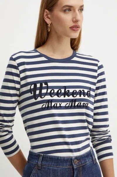 Хлопковая рубашка с длинным рукавом Weekend Max Mara, синий